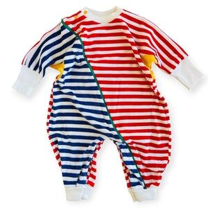Vintage Little Me by Schwab Striped Rainbow Primary Baby Romper Jumper 18mo